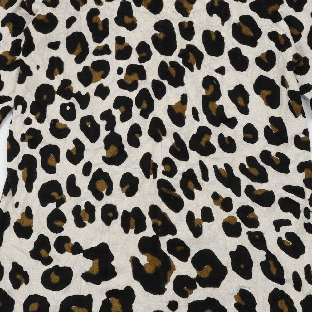 Marks and Spencer Womens Brown Animal Print Knit Pullover Jumper Size 12