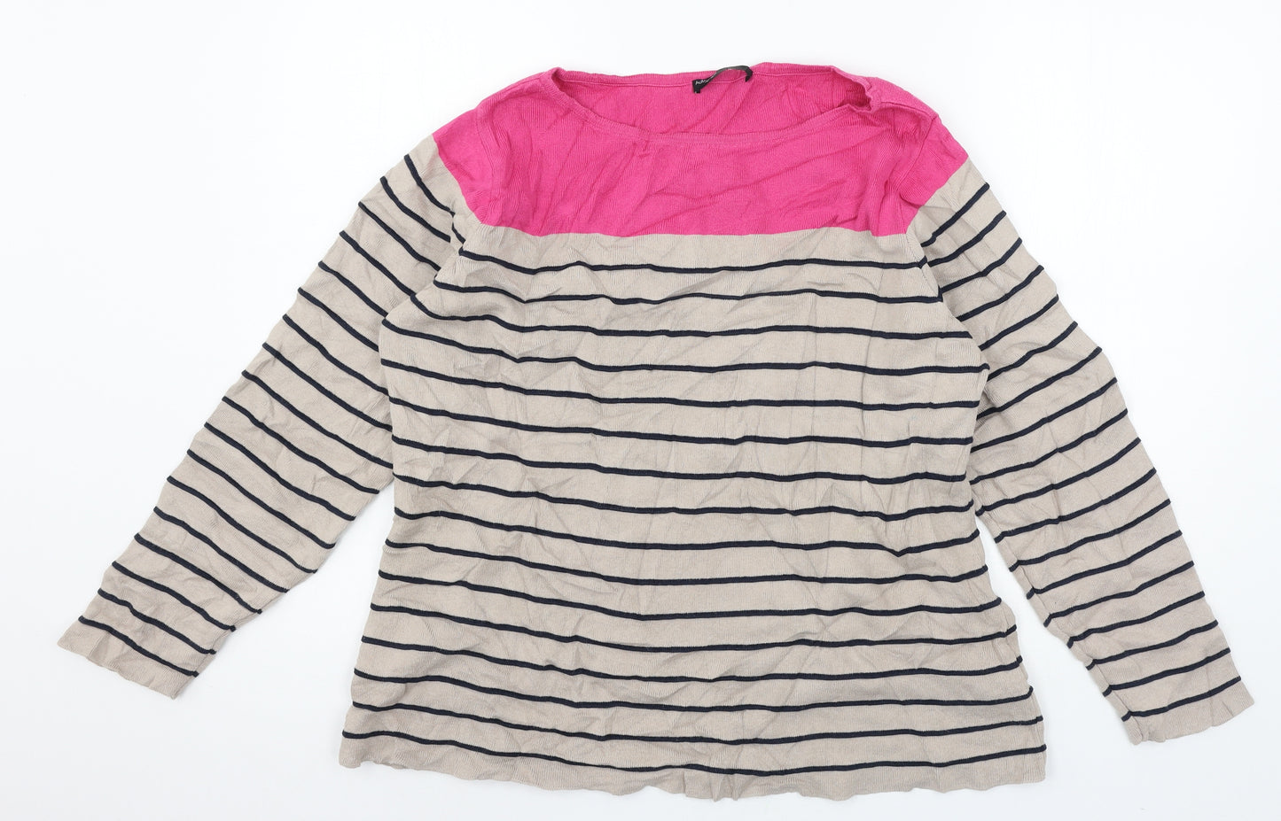 Marks and Spencer Womens Beige Striped Knit Pullover Jumper Size 22
