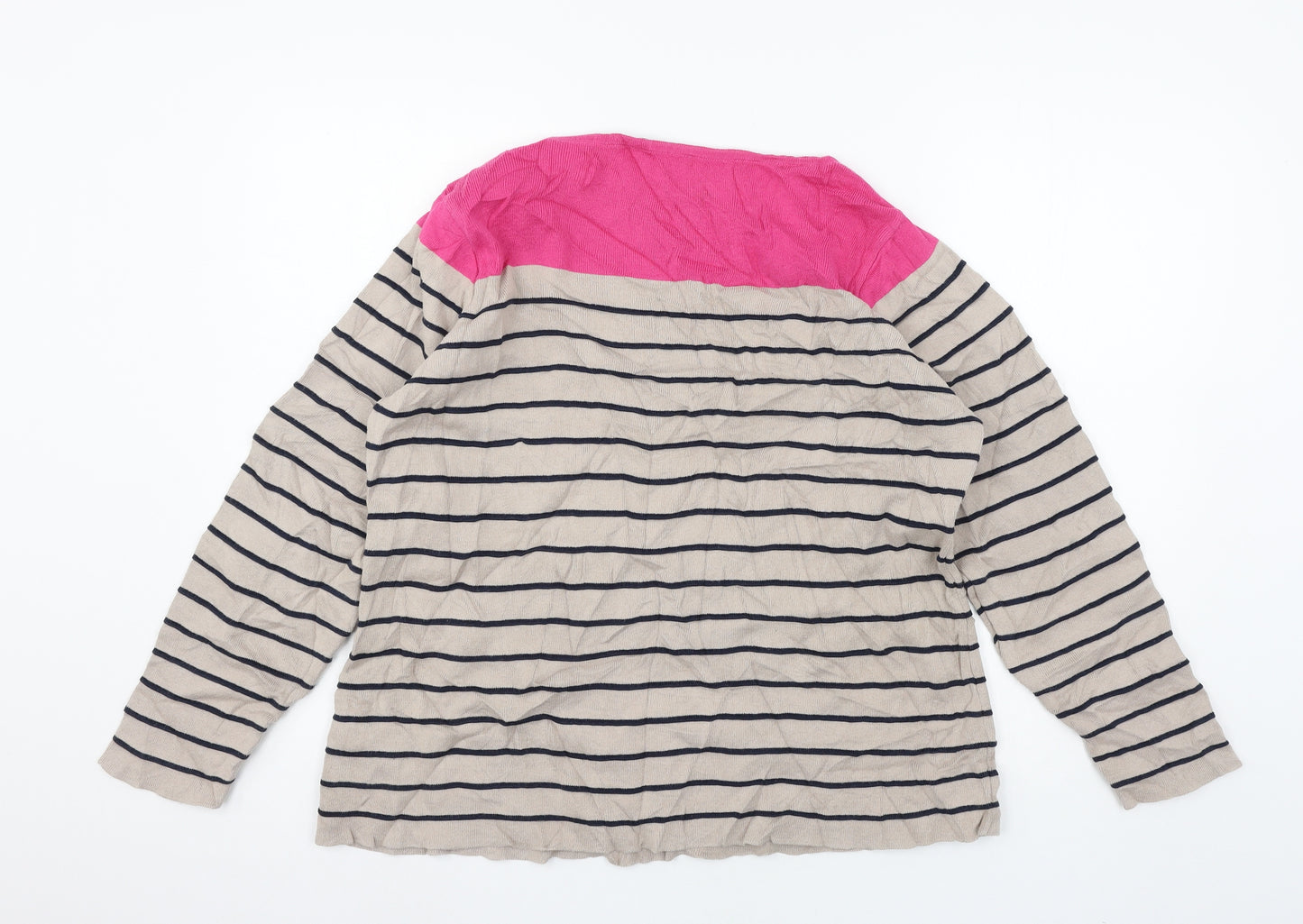 Marks and Spencer Womens Beige Striped Knit Pullover Jumper Size 22