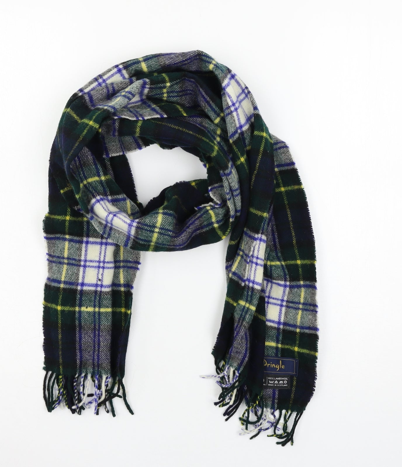 Pringle Womens Green Plaid Knit  Scarf