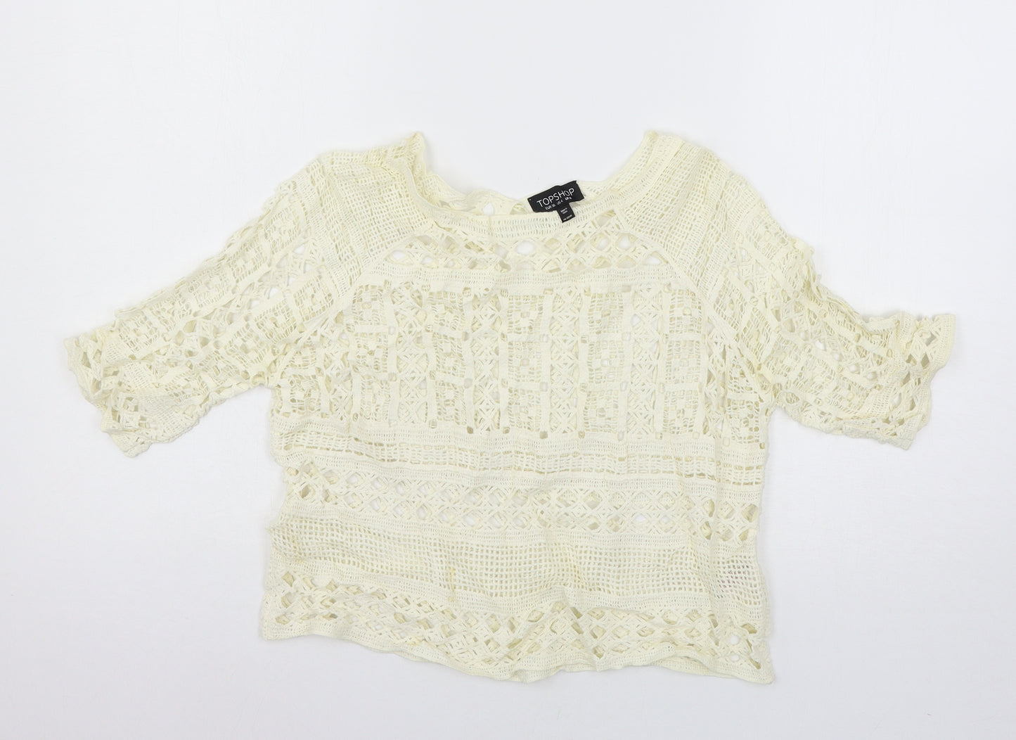 Topshop Womens Ivory  Knit Basic T-Shirt Size 8