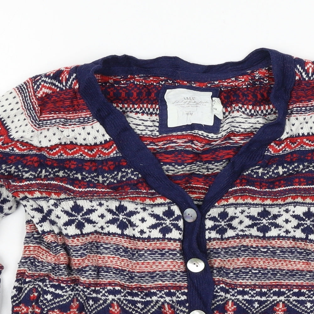 H&M Womens Multicoloured Geometric Knit Cardigan Jumper Size S