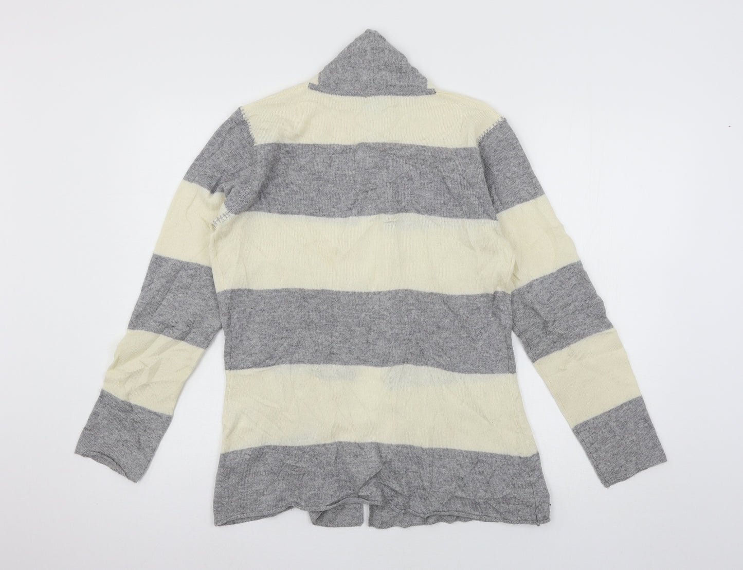 Madeline Womens Grey Striped Knit Cardigan Jumper Size M
