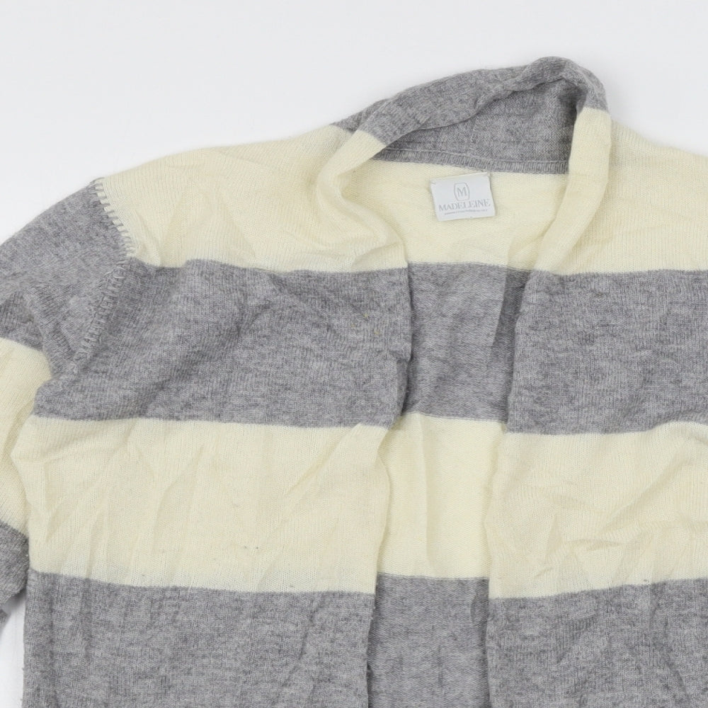 Madeline Womens Grey Striped Knit Cardigan Jumper Size M