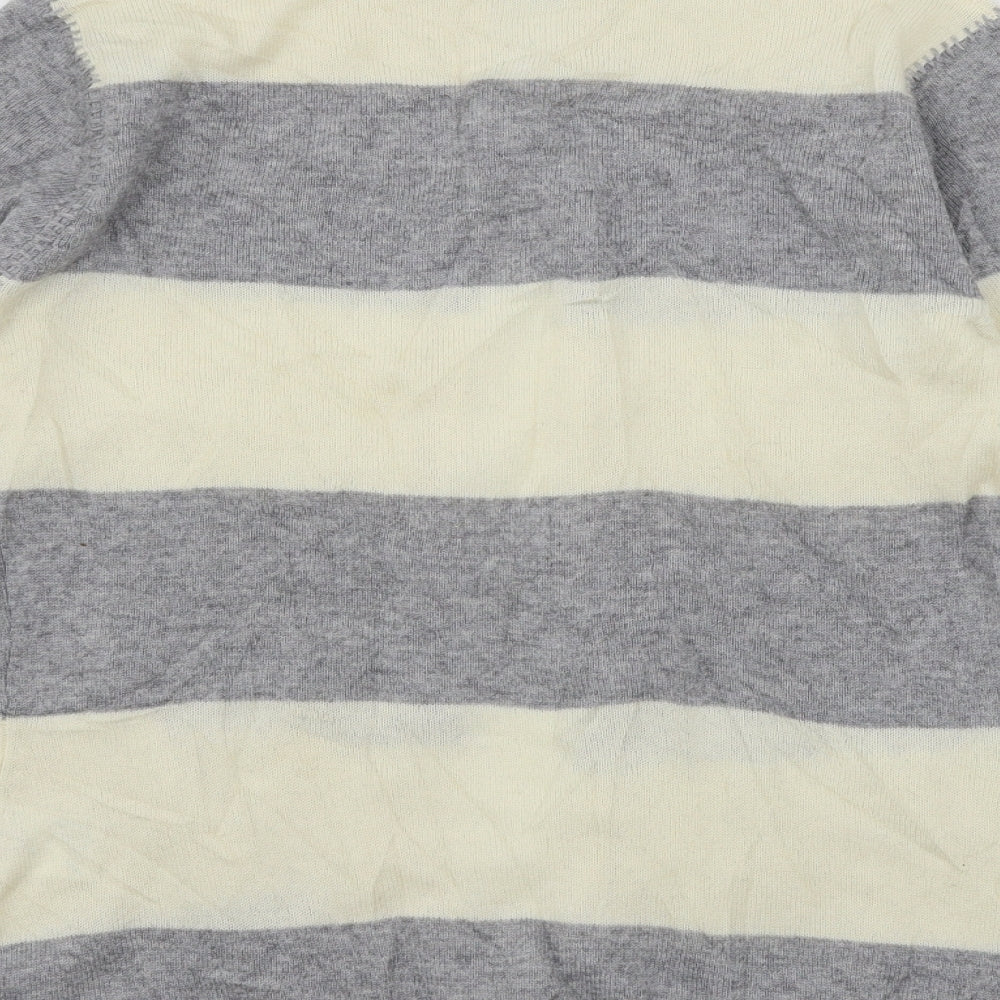 Madeline Womens Grey Striped Knit Cardigan Jumper Size M