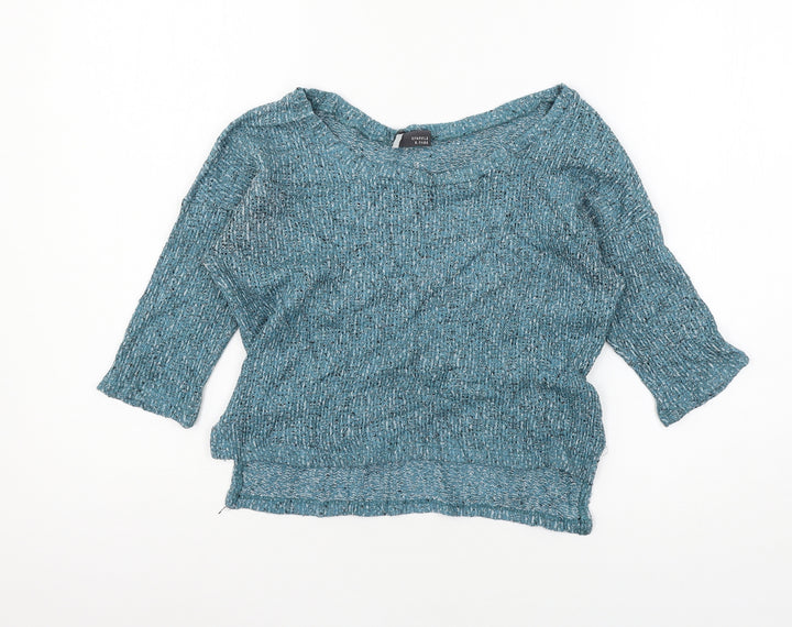 Sparkle & Fade Womens Blue Knit Pullover Jumper Size S
