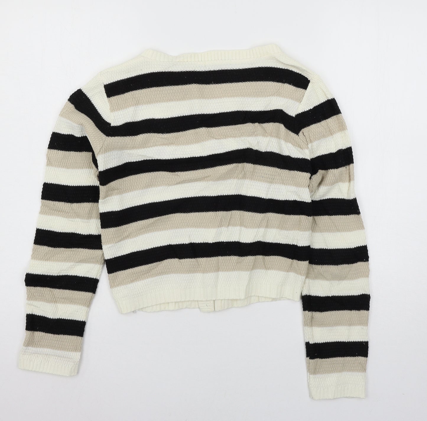 Evie Womens White Striped Knit Cardigan Jumper Size 8