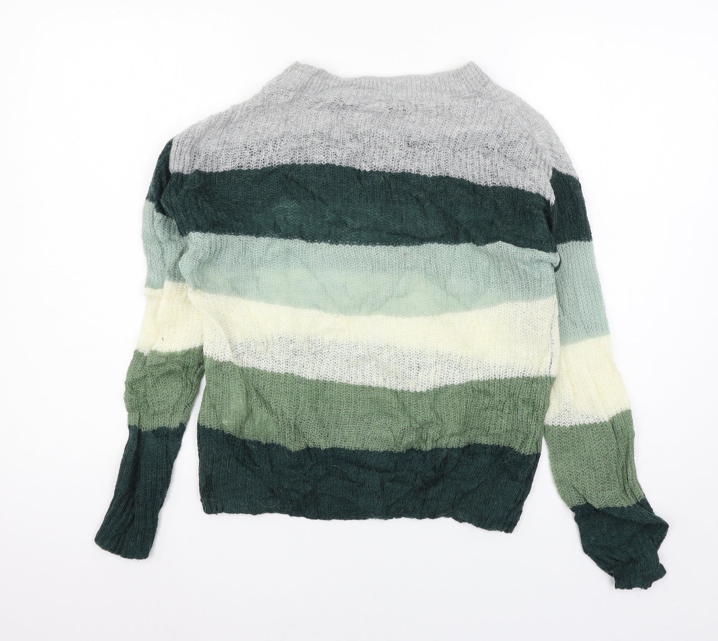 VERO MODA Womens Green Striped Knit Pullover Jumper Size M