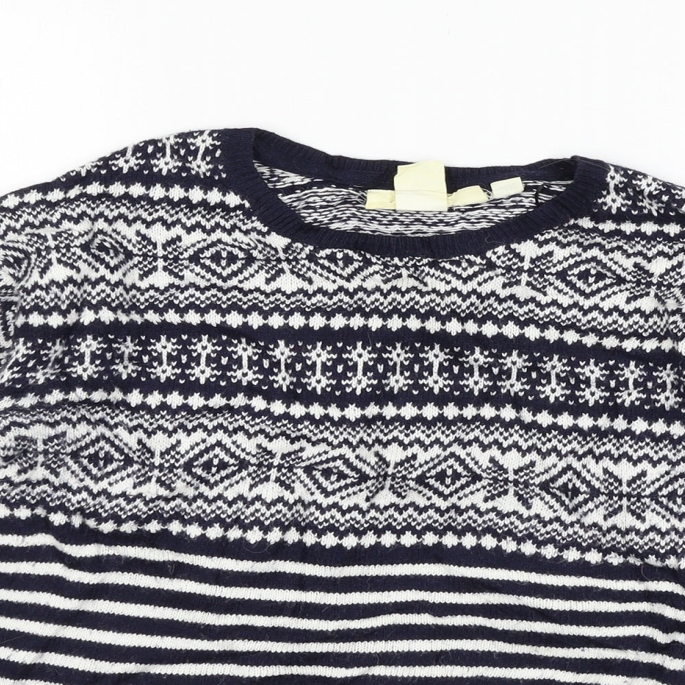 H&M Womens Blue Striped Knit Pullover Jumper Size S