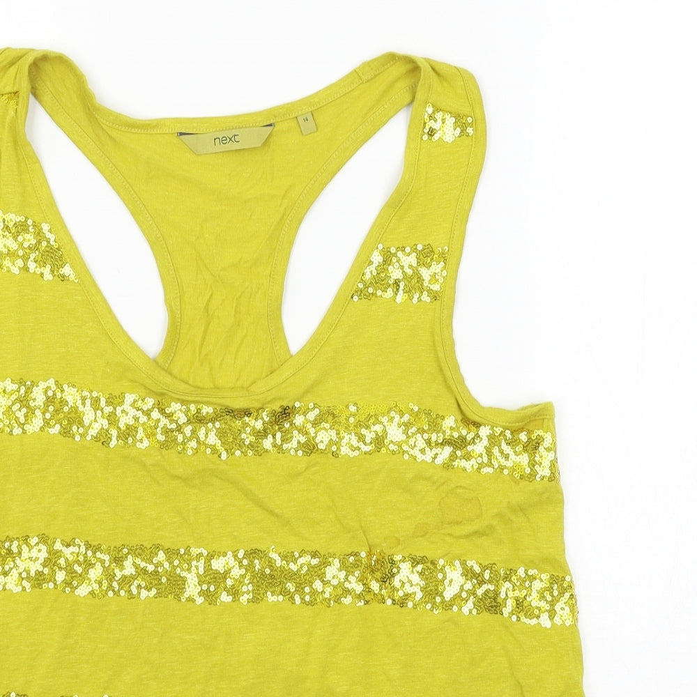 NEXT Womens Green Striped Jersey Basic Tank Size 14