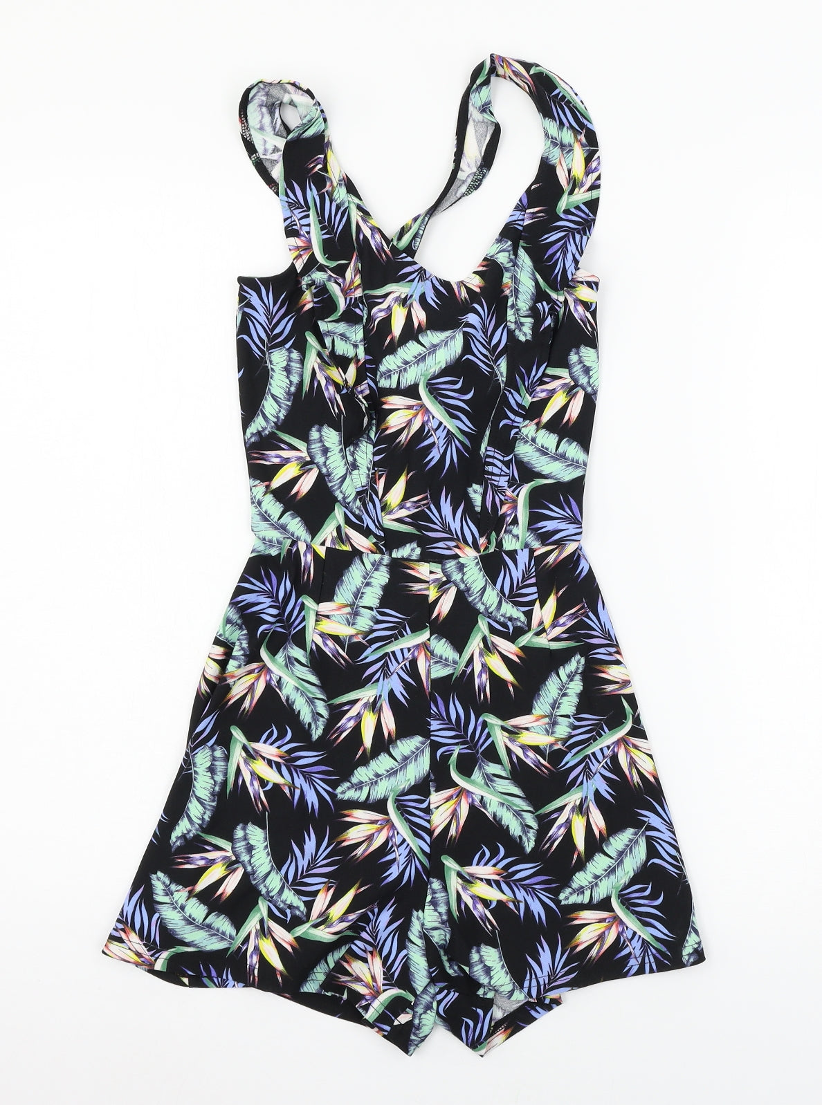 Divided Womens Black Floral Jersey Playsuit One-Piece Size 6