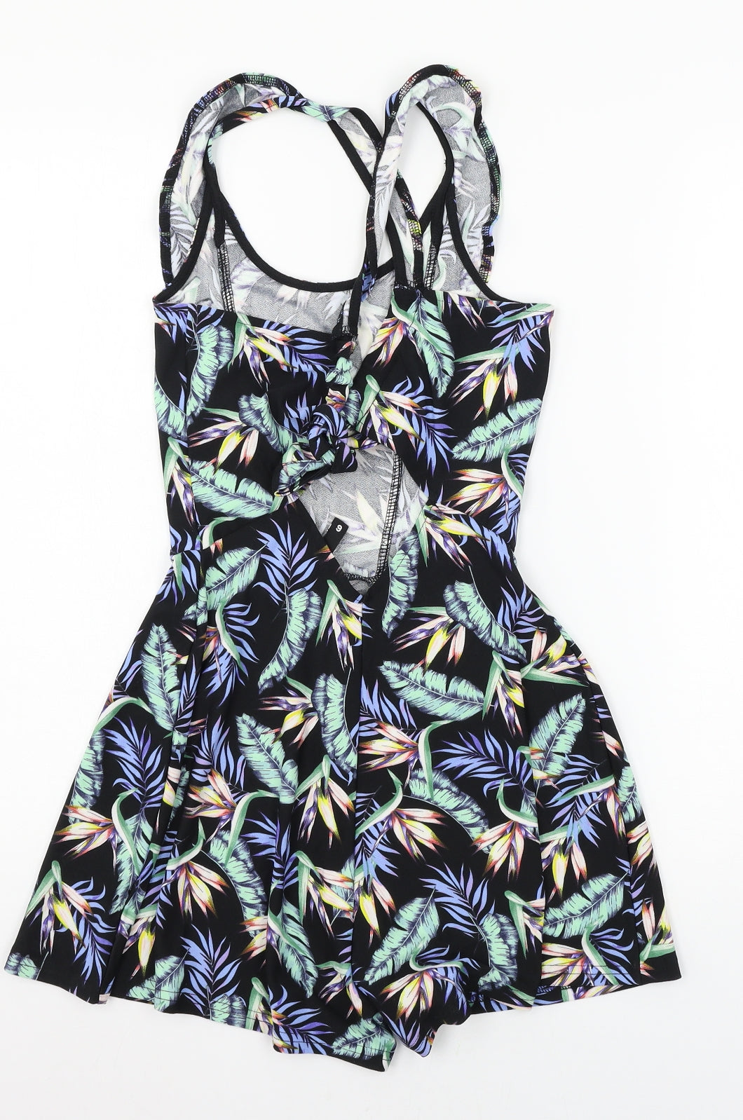 Divided Womens Black Floral Jersey Playsuit One-Piece Size 6