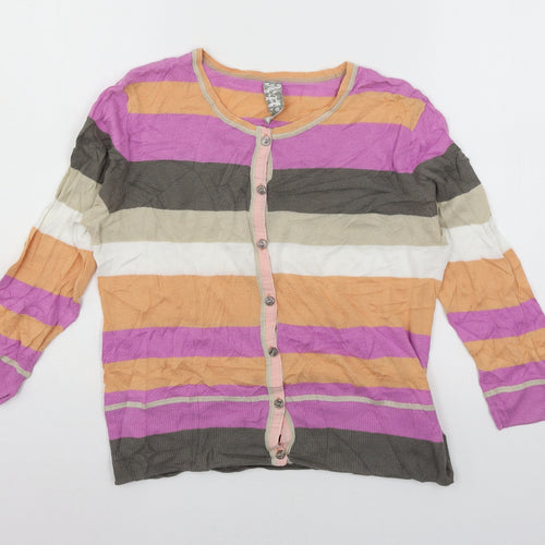 NEXT Womens Multicoloured Striped Knit Cardigan Jumper Size 14