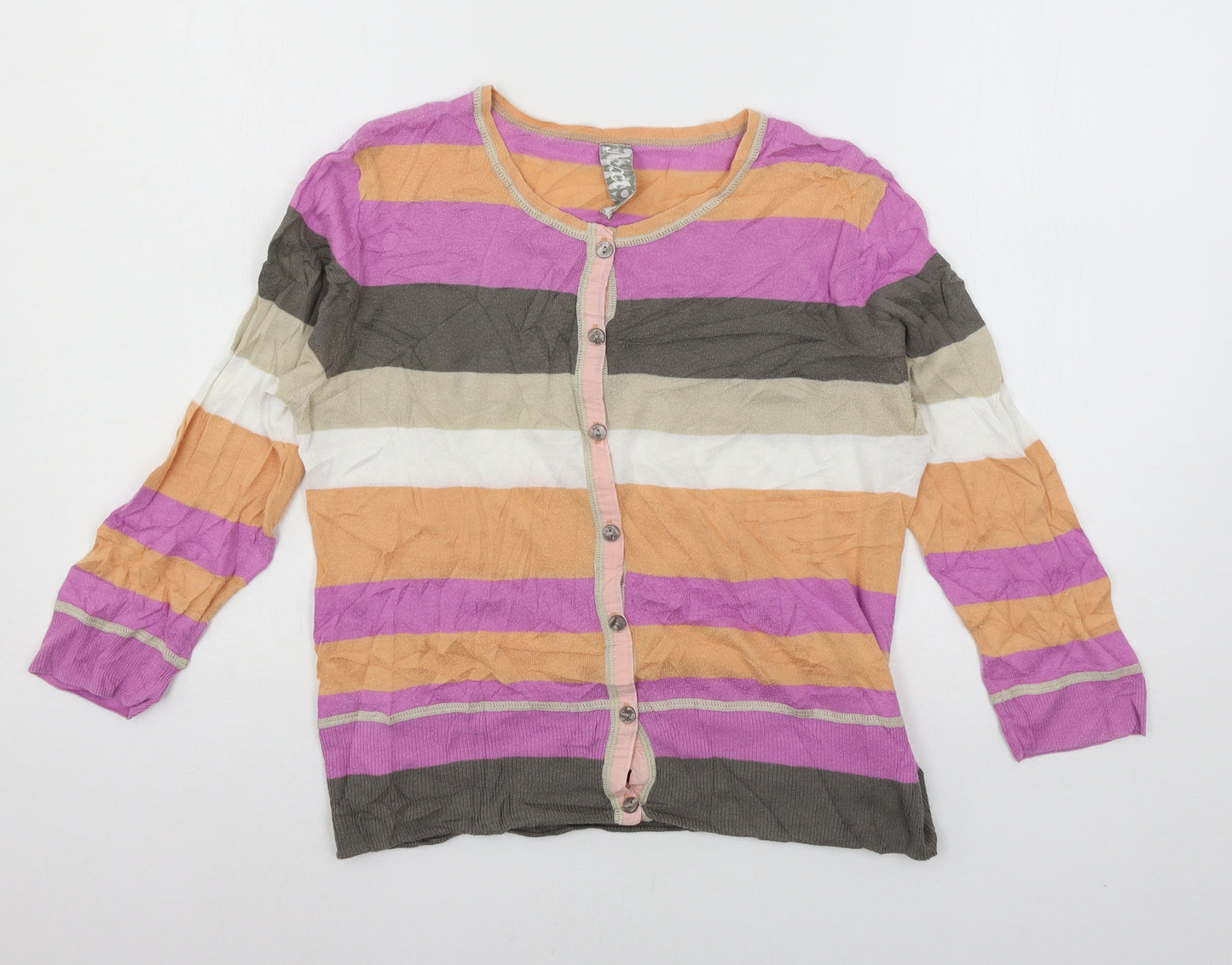 NEXT Womens Multicoloured Striped Knit Cardigan Jumper Size 14