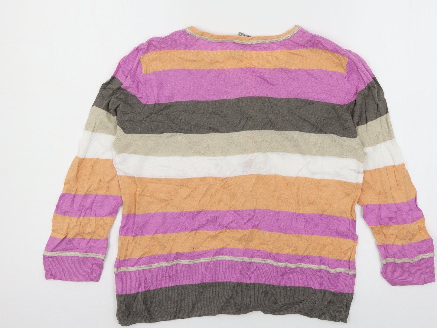 NEXT Womens Multicoloured Striped Knit Cardigan Jumper Size 14
