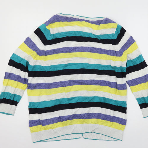 Per Una Womens Multicoloured Striped Knit Cardigan Jumper Size 18