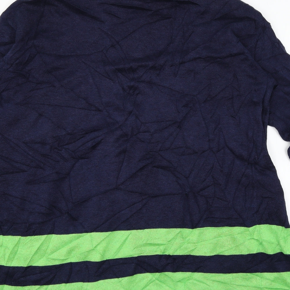 Ralph Lauren Womens Blue Striped Knit Cardigan Jumper Size M