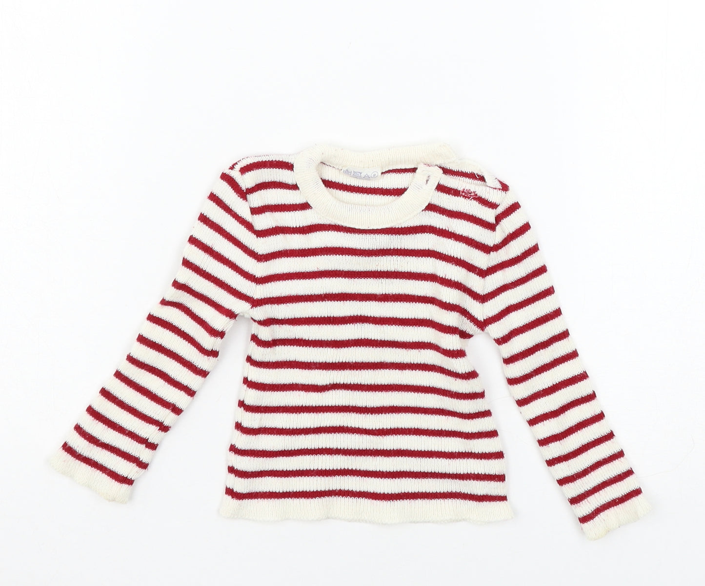 Mothercare Boys Red Striped Knit Pullover Jumper Size 9-12 Months