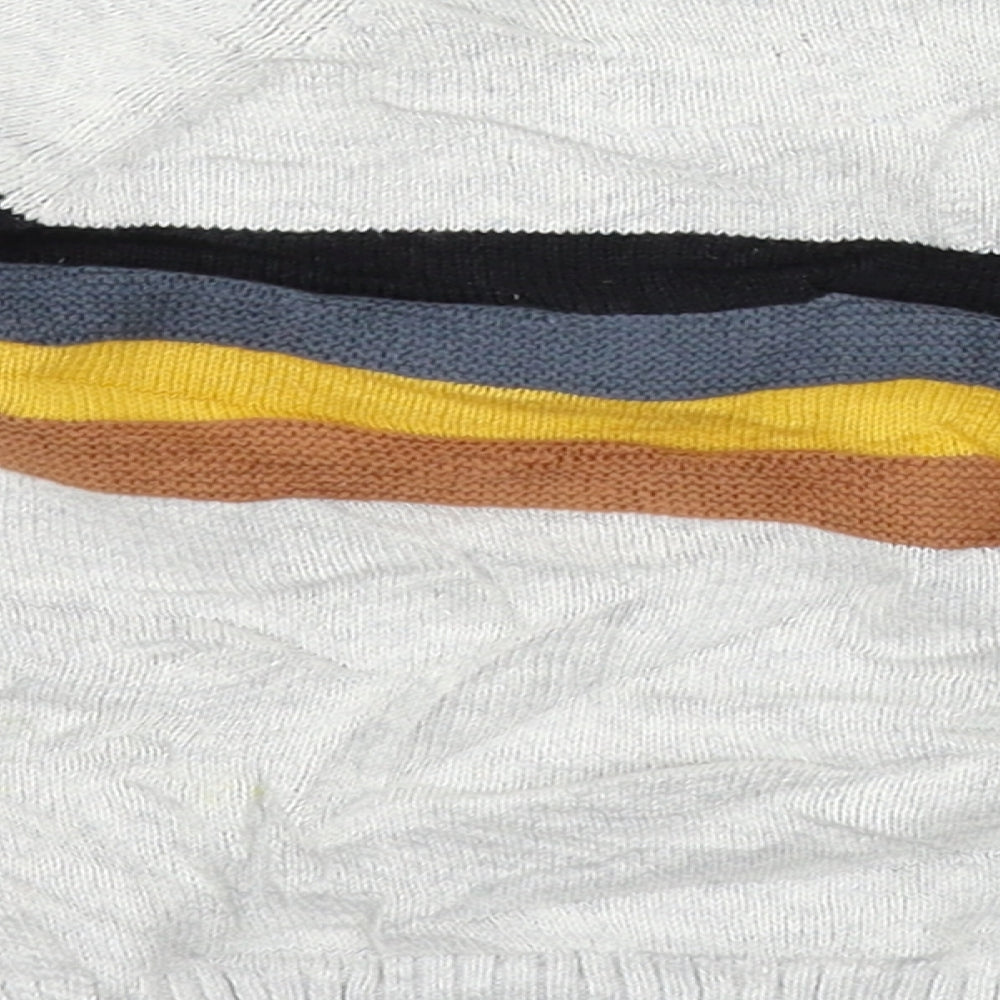 F&F Boys Grey Striped Knit Pullover Jumper Size 9-12 Months