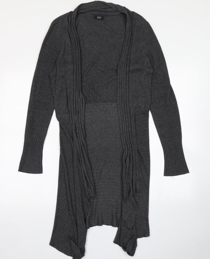 F&F Womens Grey Knit Cardigan Jumper Size 8