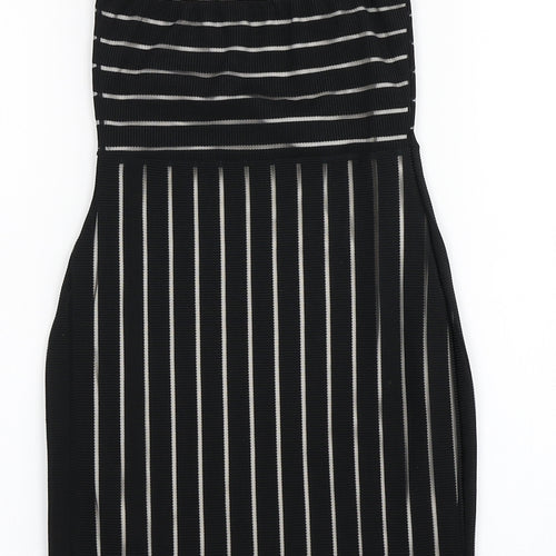 PRETTYLITTLETHING Womens Black Striped  Bodycon  Size 6