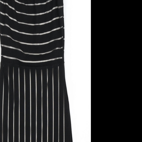 PRETTYLITTLETHING Womens Black Striped  Bodycon  Size 6