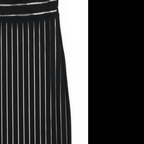 PRETTYLITTLETHING Womens Black Striped  Bodycon  Size 6