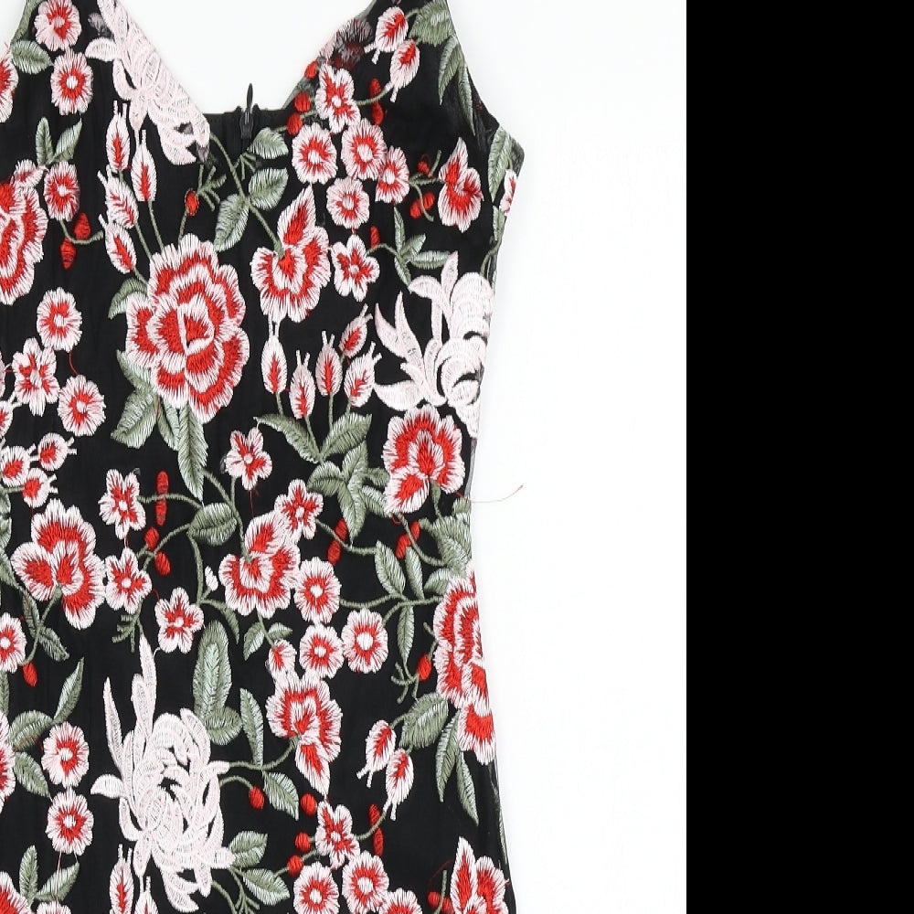 Quiz Womens Black Floral  Bodycon  Size 6