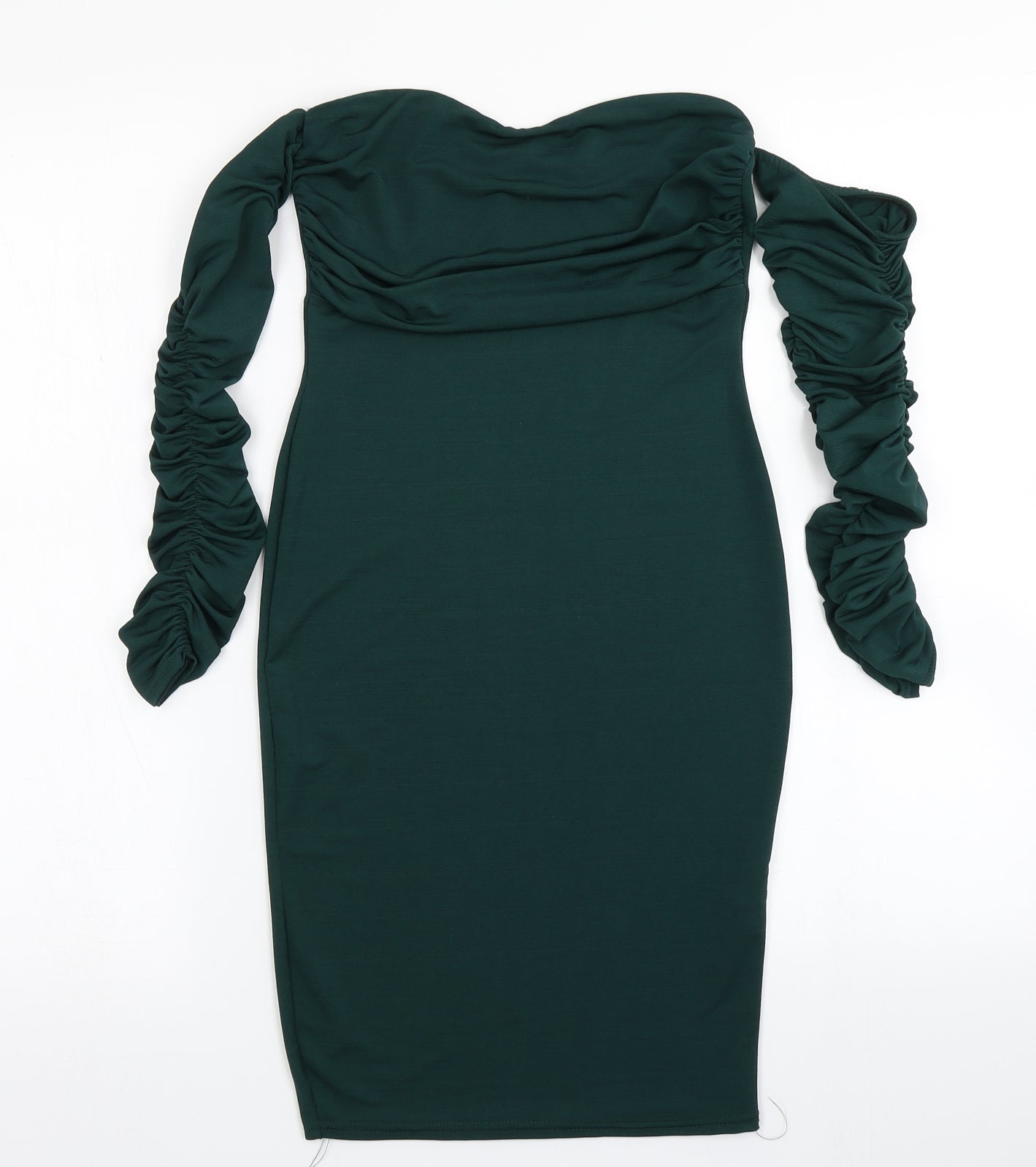 PRETTYLITTLETHING Womens Green   Bodycon  Size 6  - Ruffle sleeve