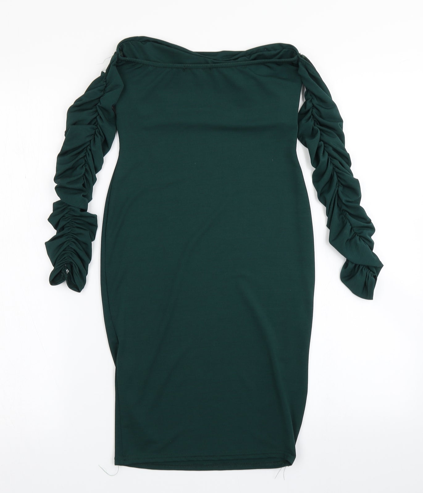 PRETTYLITTLETHING Womens Green   Bodycon  Size 6  - Ruffle sleeve