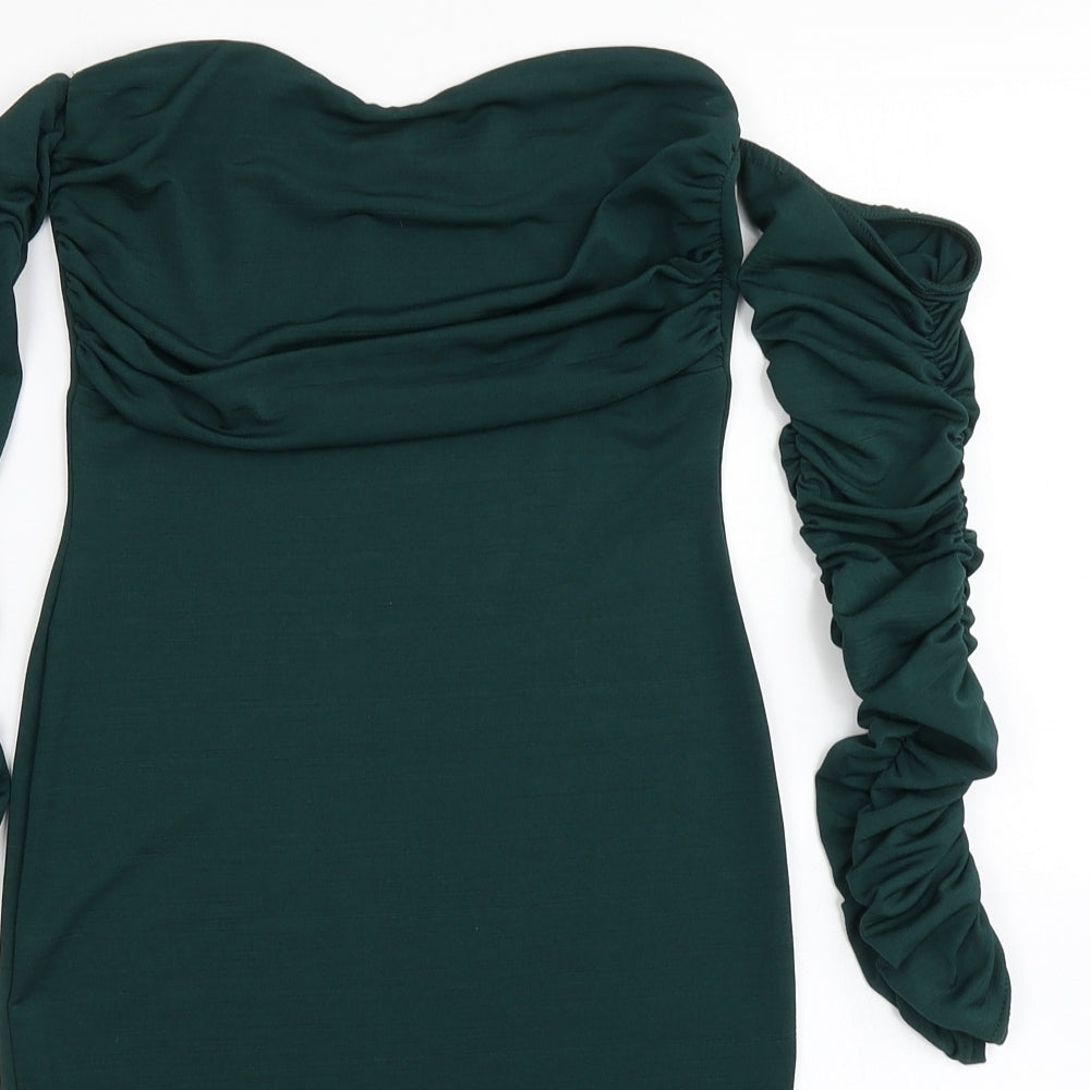 PRETTYLITTLETHING Womens Green   Bodycon  Size 6  - Ruffle sleeve