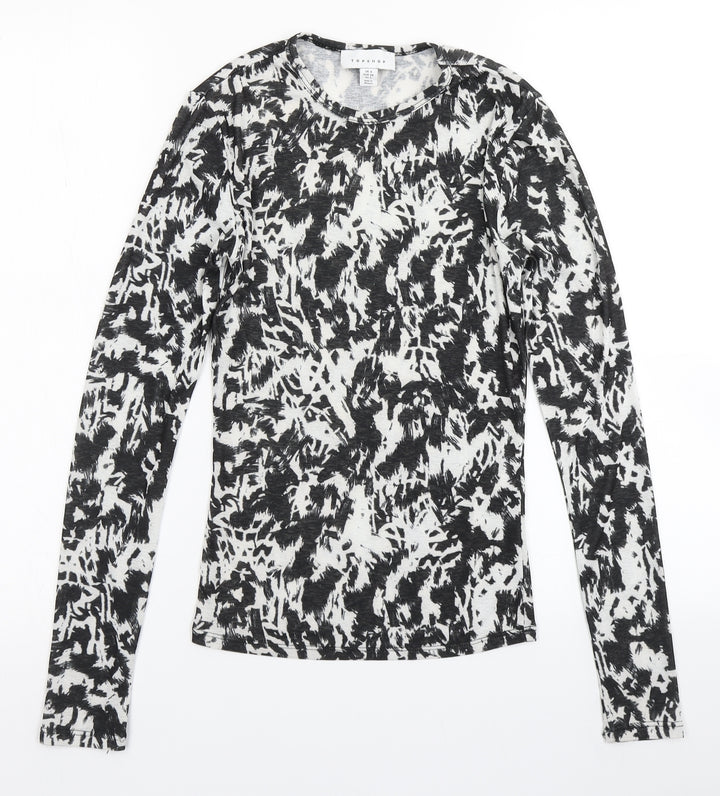 Topshop Womens Black Animal Print  Basic T-Shirt Size 6