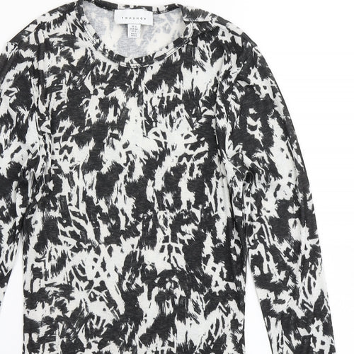 Topshop Womens Black Animal Print  Basic T-Shirt Size 6