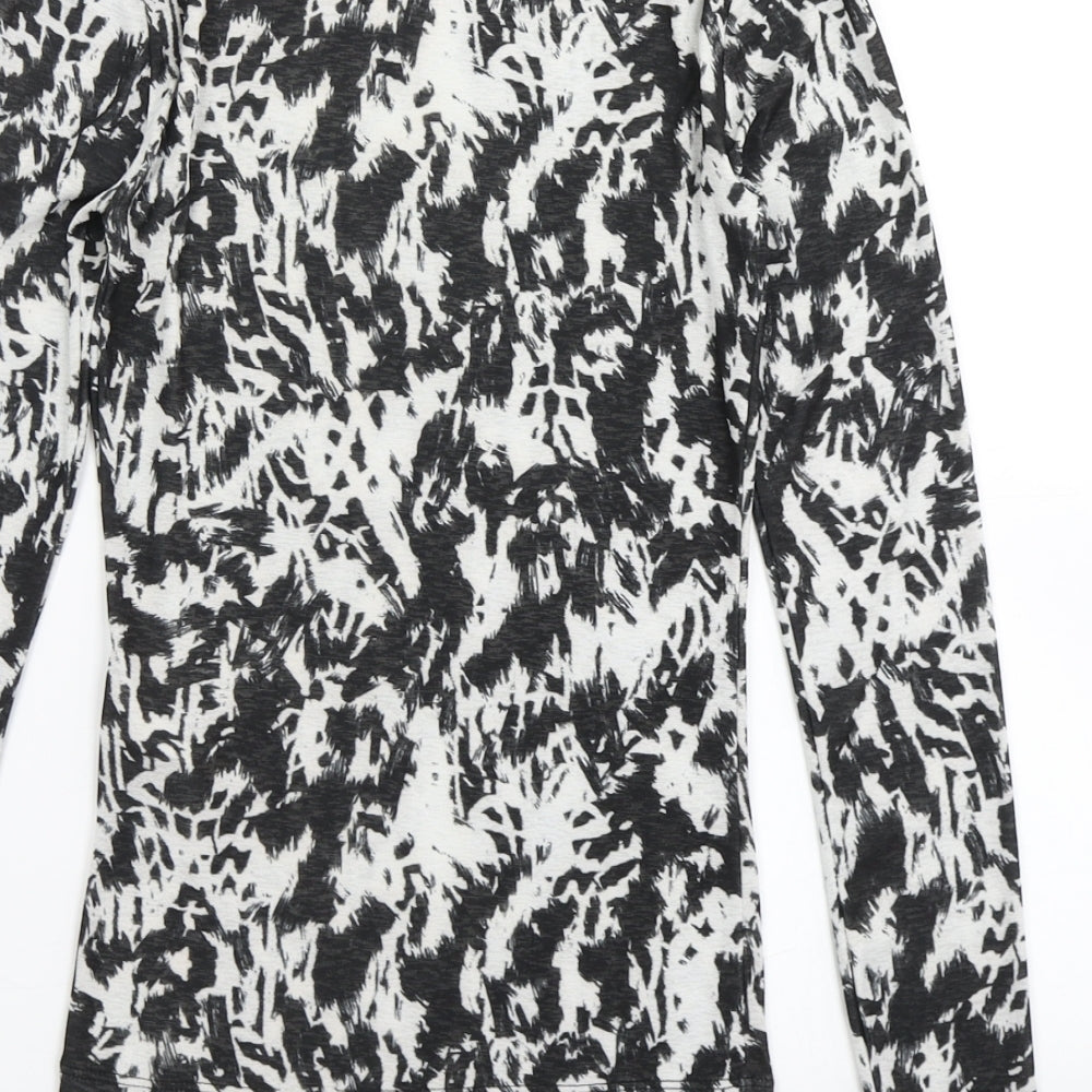Topshop Womens Black Animal Print  Basic T-Shirt Size 6