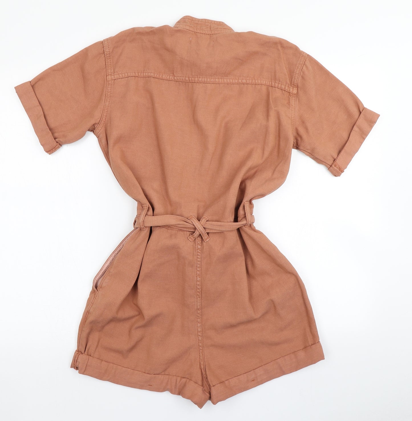 Topshop Womens Brown  Denim Romper One-Piece Size 6