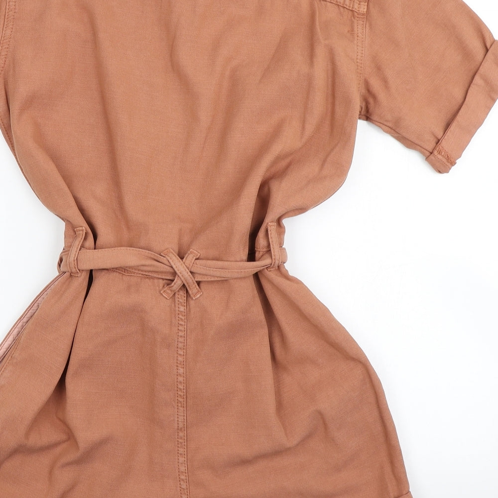 Topshop Womens Brown  Denim Romper One-Piece Size 6