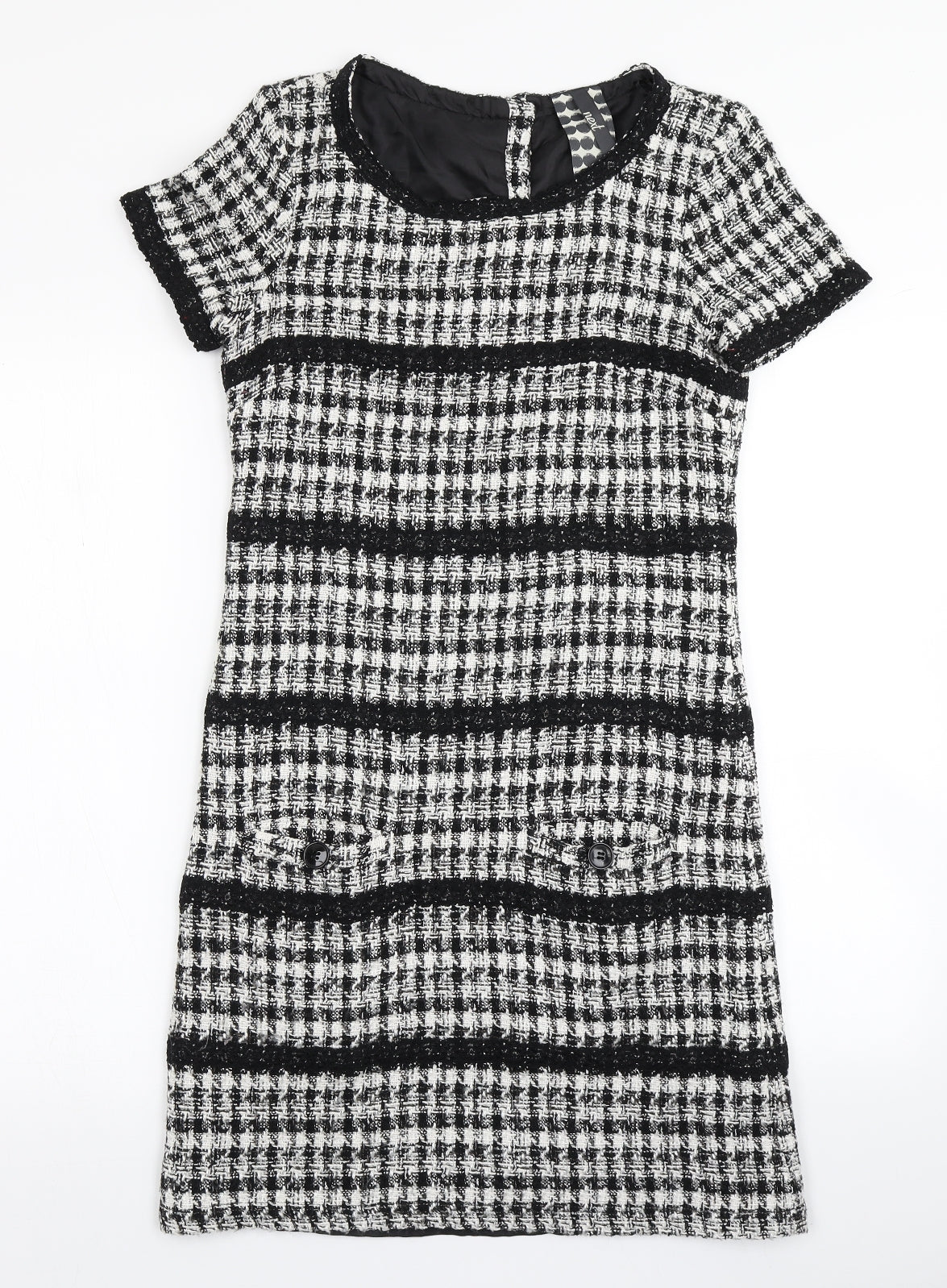 NEXT Womens Black Check  A-Line  Size 8