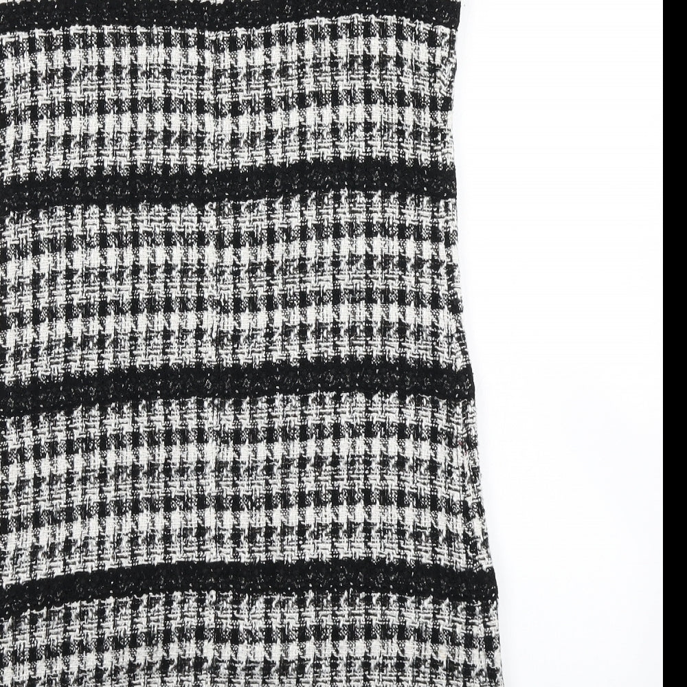 NEXT Womens Black Check  A-Line  Size 8
