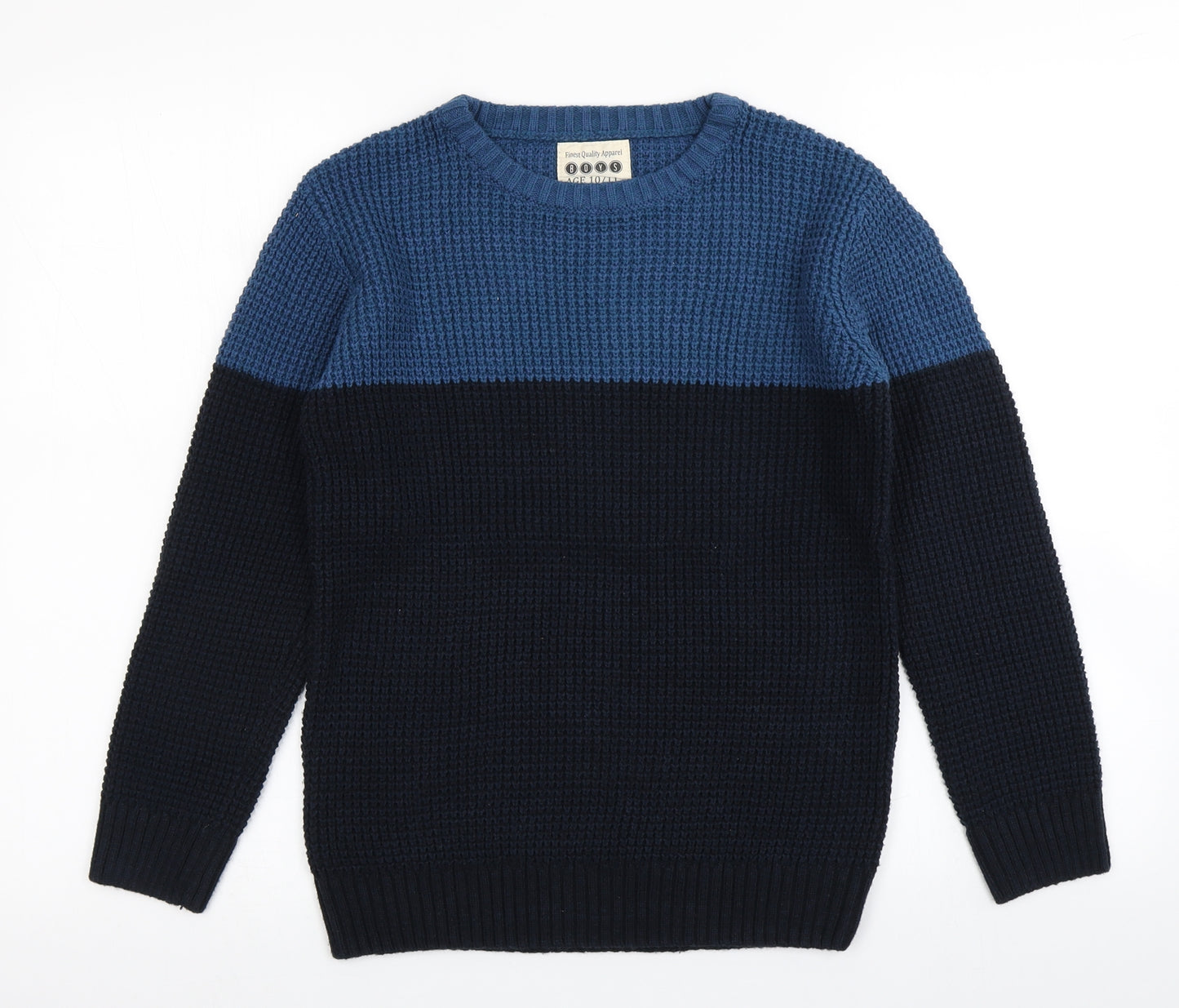 Matalan Boys Blue Colourblock Knit Pullover Jumper Size 10-11 Years