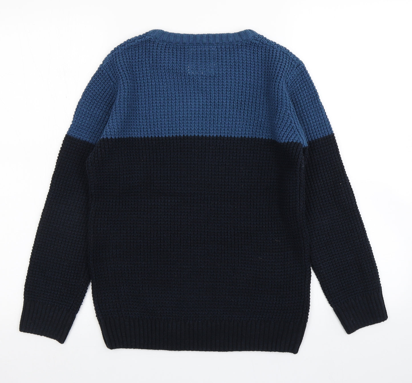 Matalan Boys Blue Colourblock Knit Pullover Jumper Size 10-11 Years
