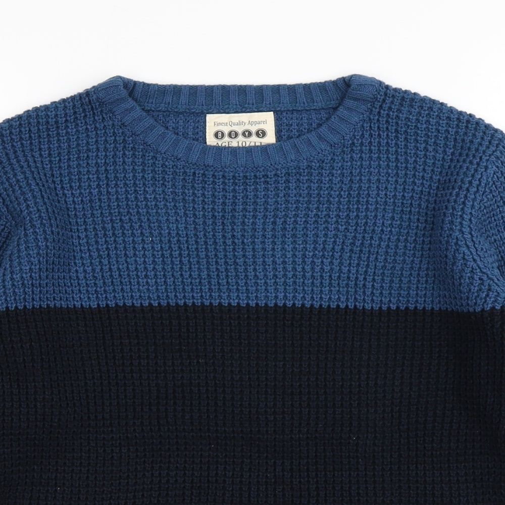 Matalan Boys Blue Colourblock Knit Pullover Jumper Size 10-11 Years