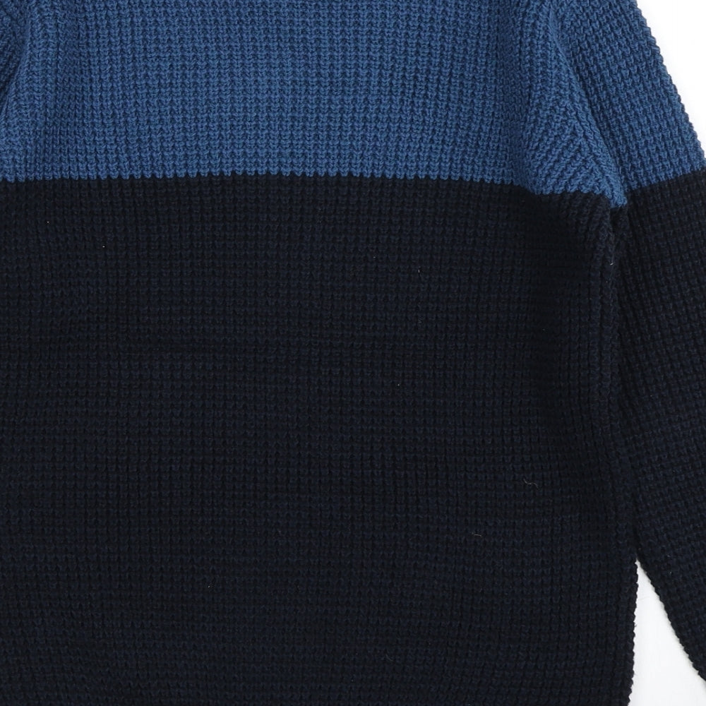 Matalan Boys Blue Colourblock Knit Pullover Jumper Size 10-11 Years