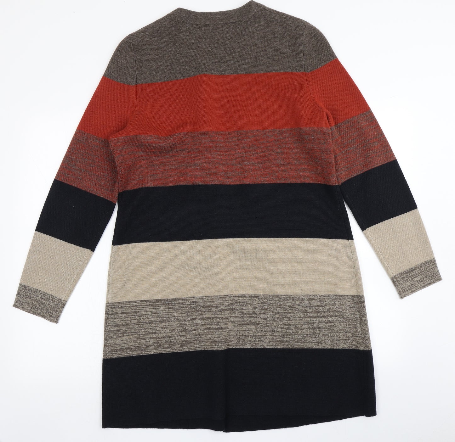 Viyella Womens Orange Striped Knit Cardigan Jumper Size L