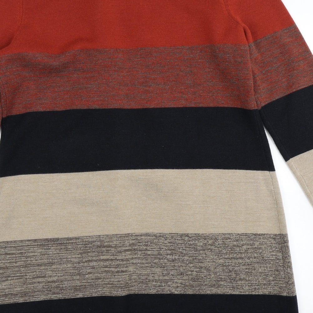 Viyella Womens Orange Striped Knit Cardigan Jumper Size L
