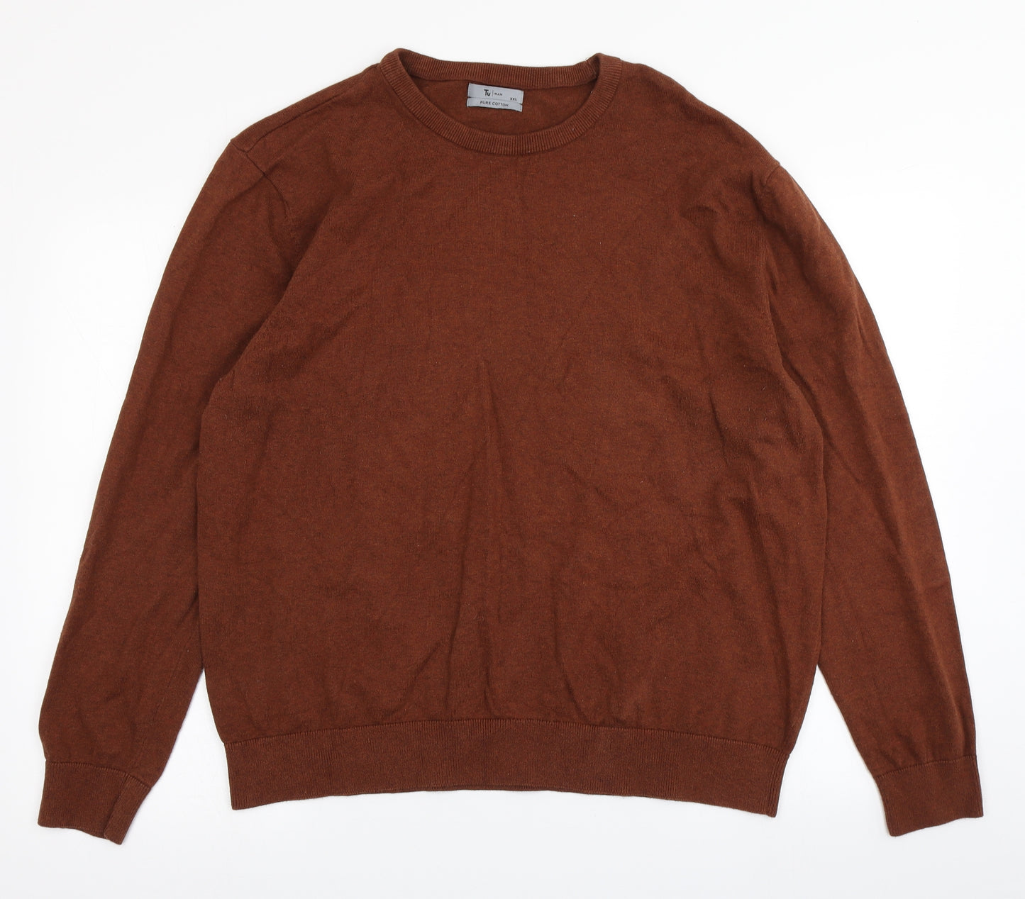 TU Mens Brown  Knit Pullover Jumper Size 2XL