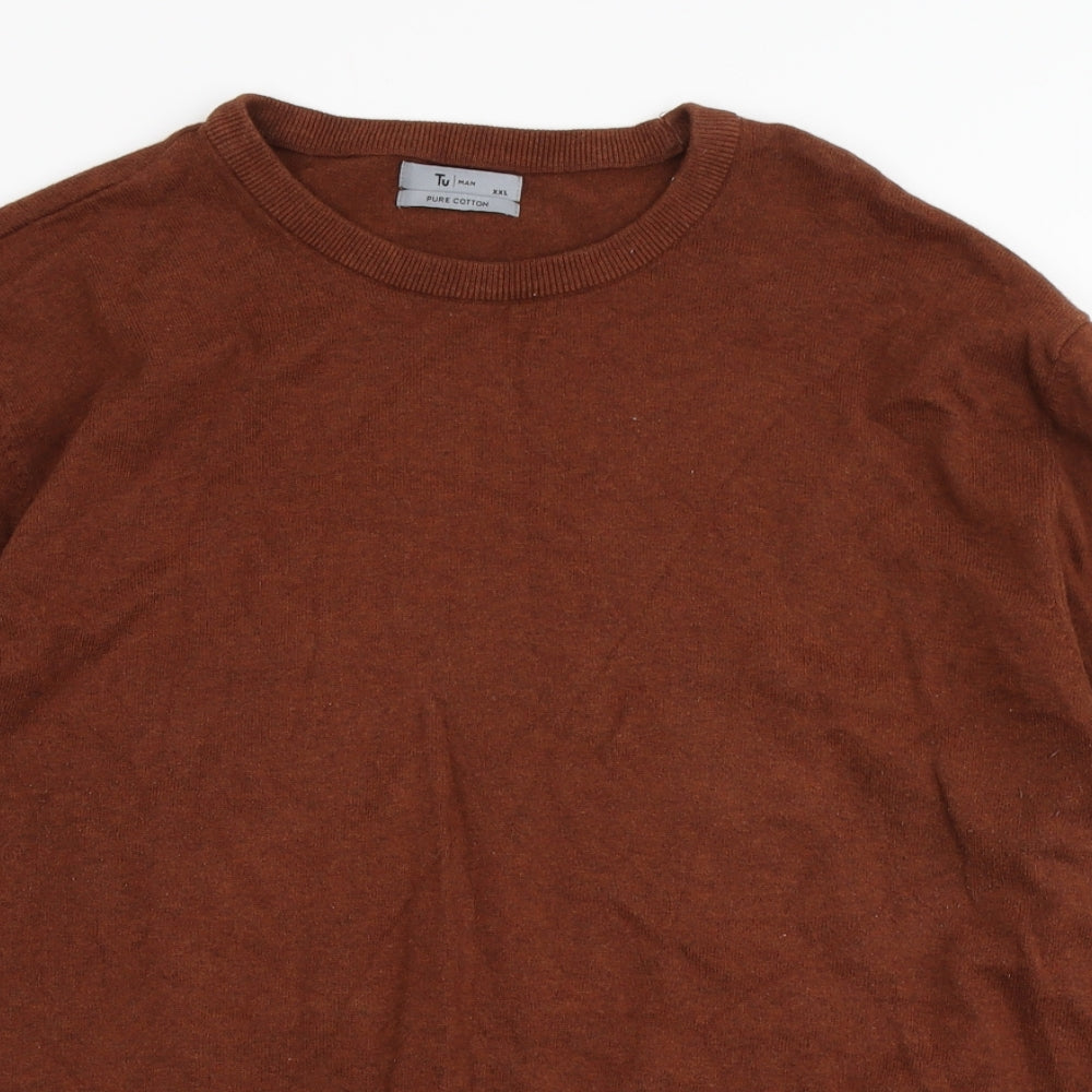 TU Mens Brown  Knit Pullover Jumper Size 2XL