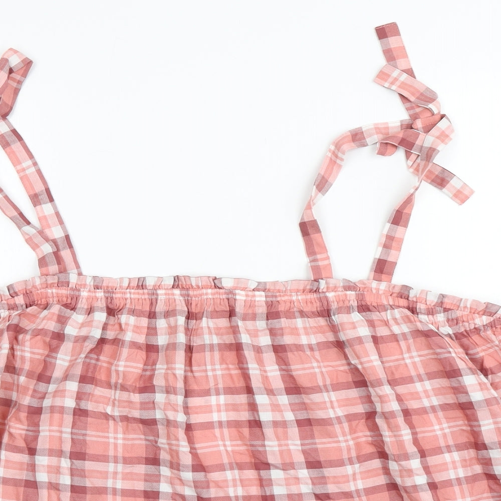 George Womens Pink Check  Cropped Tank Size 22