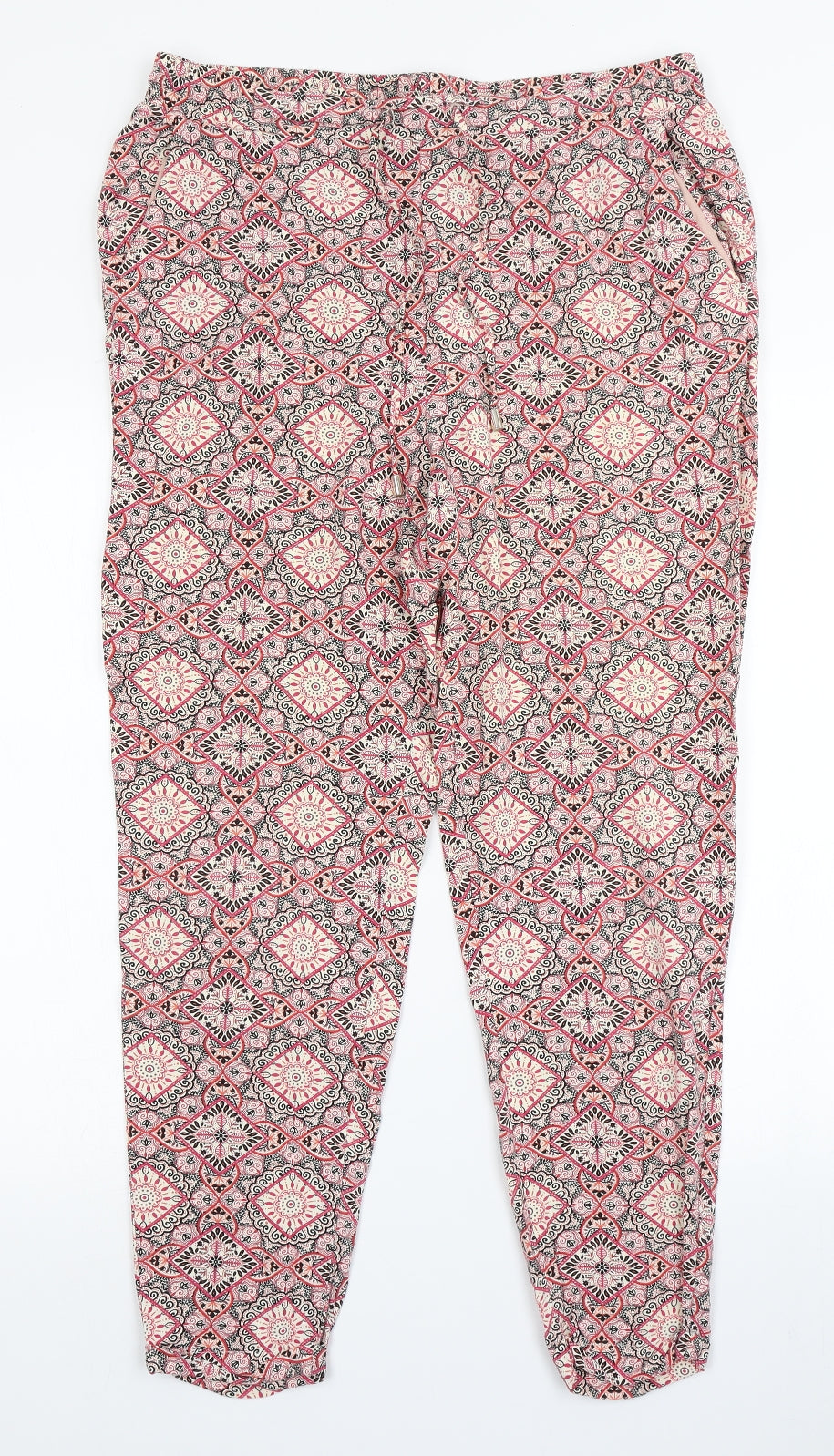 Primark Womens Red Paisley  Harem Trousers Size 14 L26 in
