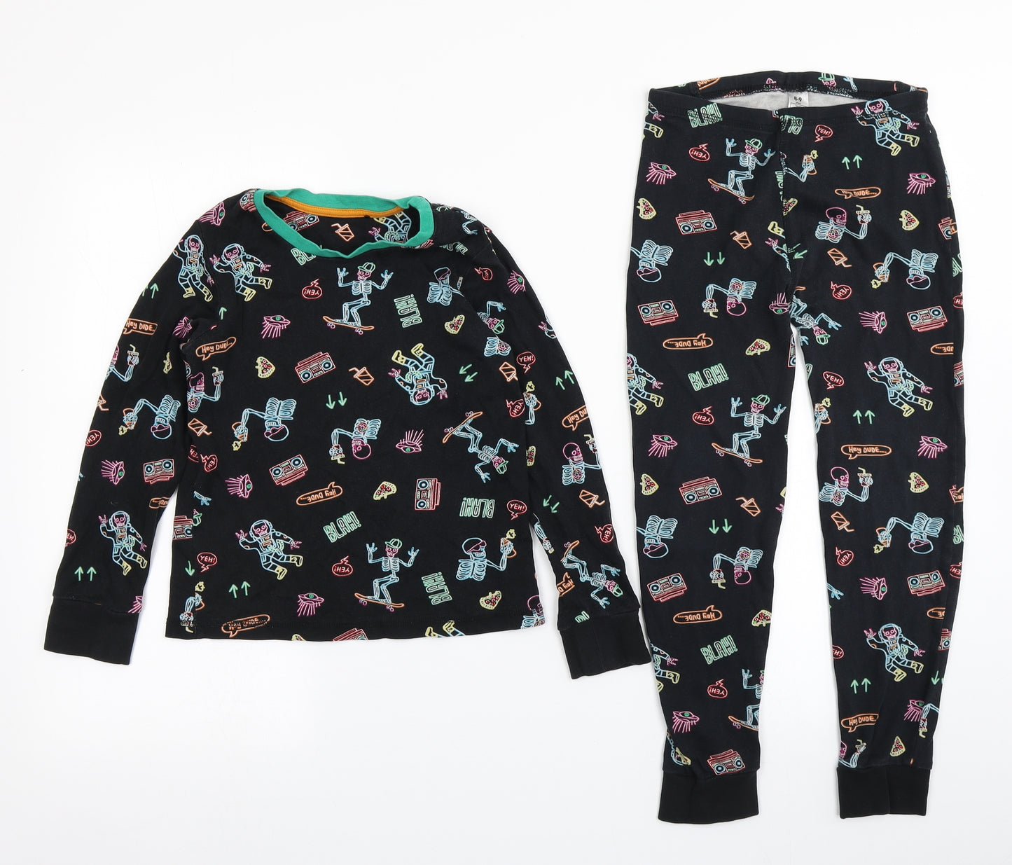 George Boys Black Solid   Pyjama Set Size 8-9 Years