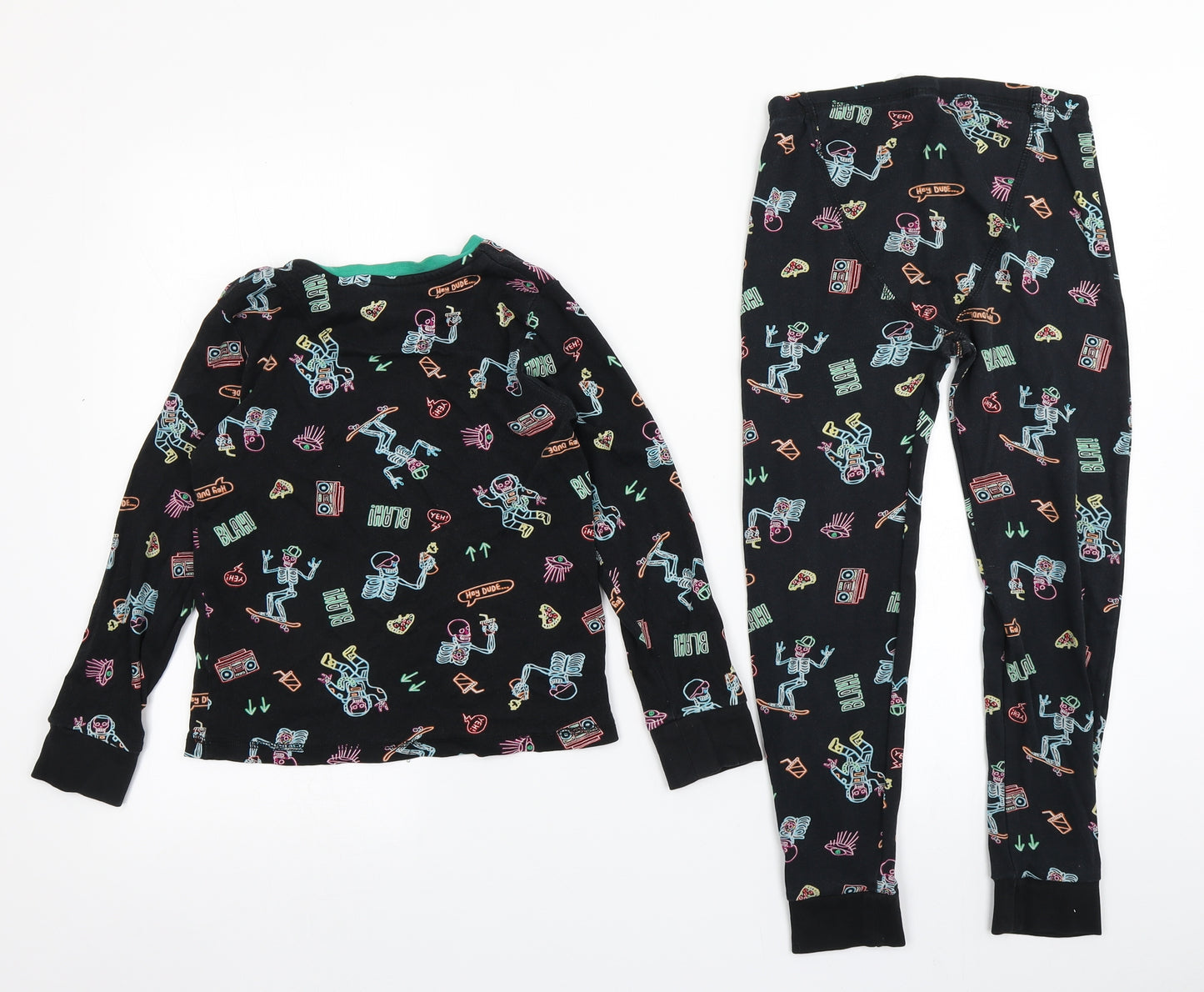 George Boys Black Solid   Pyjama Set Size 8-9 Years